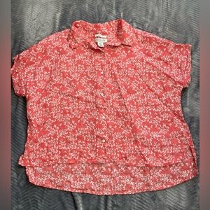 Rachel Zoe 100% Linen Coral Floral Shirt Lagenlook Medium